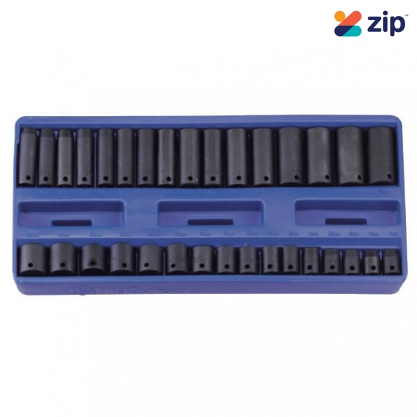 Genius Tools TF-332M - 3/8" 8-22MM 32 Piece Metric Impact Socket Set